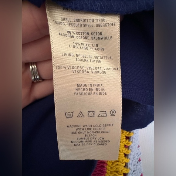 Akemi + Kin Small navy blue tank shift midi dress with colorful crochet details - Picture 4 of 7